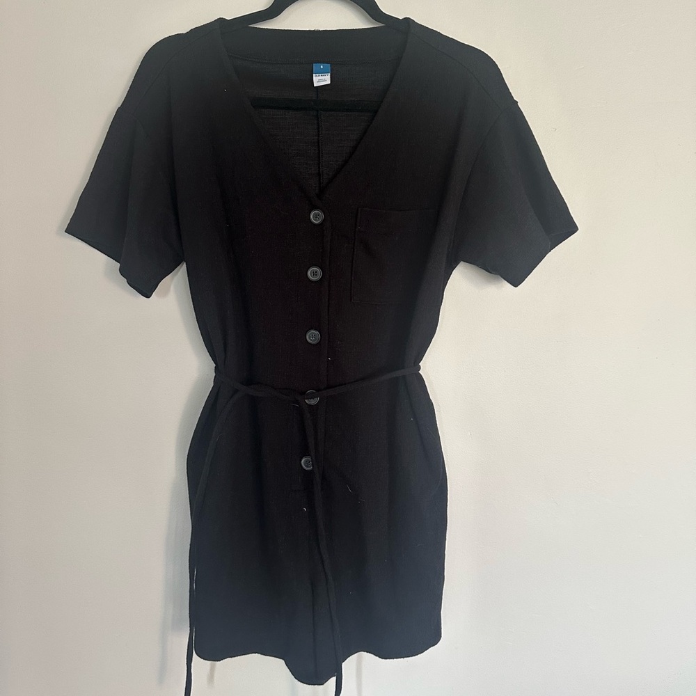 Old Navy Women’s Black Button-Front Short Sleeve Romper – Size S